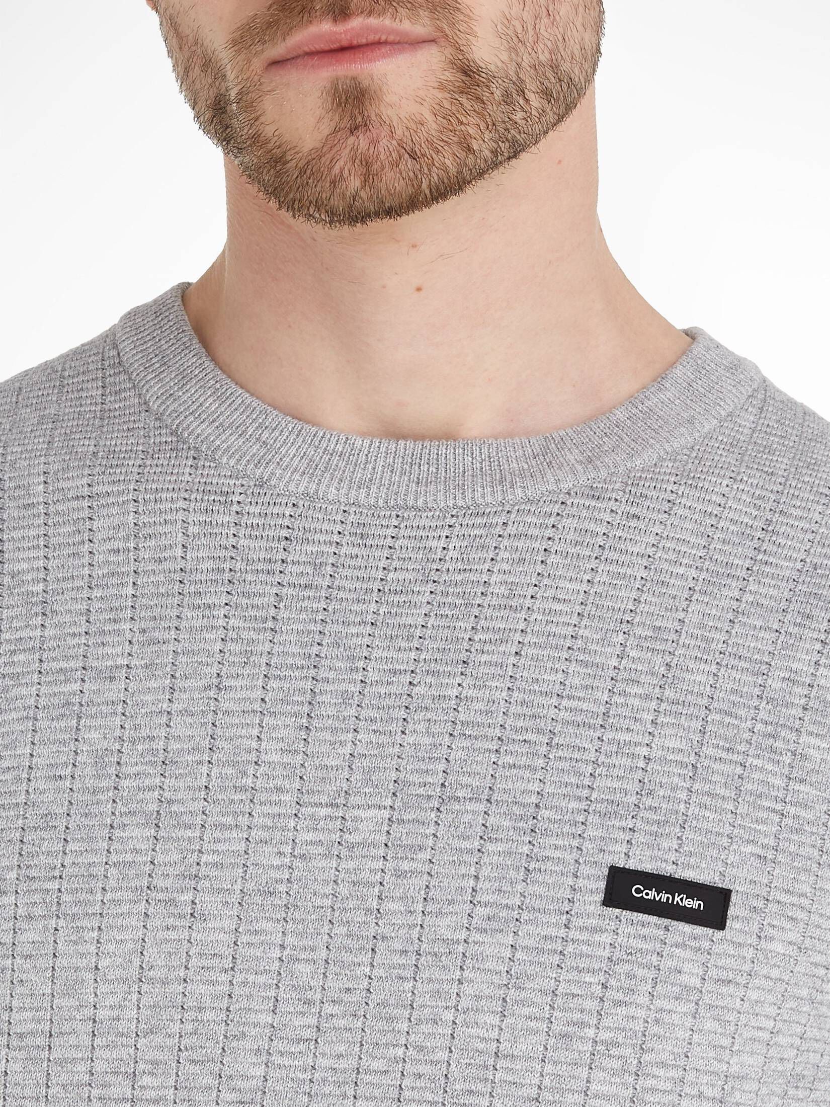 CALVIN KLEIN| Herren Strickpullover STRUCTURE mit Baumwolle