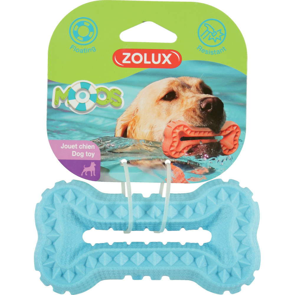 Jouet os 13 cm x 2.5 cm bleu moos tpr flottant pour chien