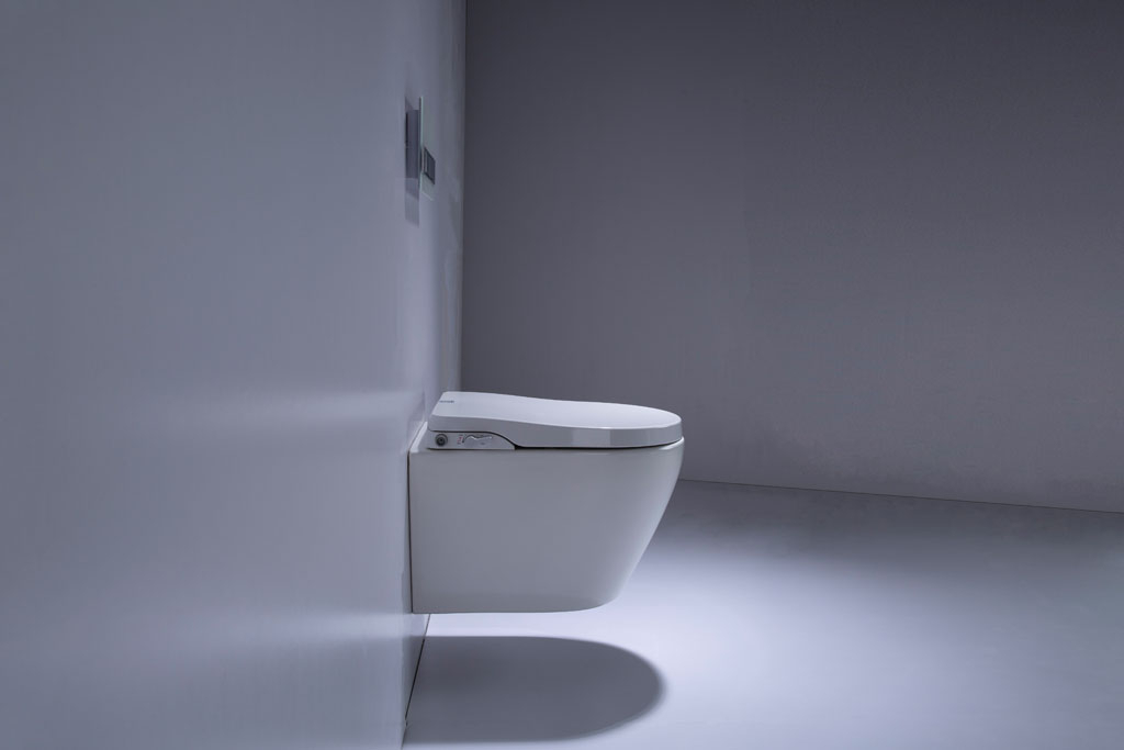 Geberit UP320 toiletset met Saniclear Jama randloos toilet en bidetzitting