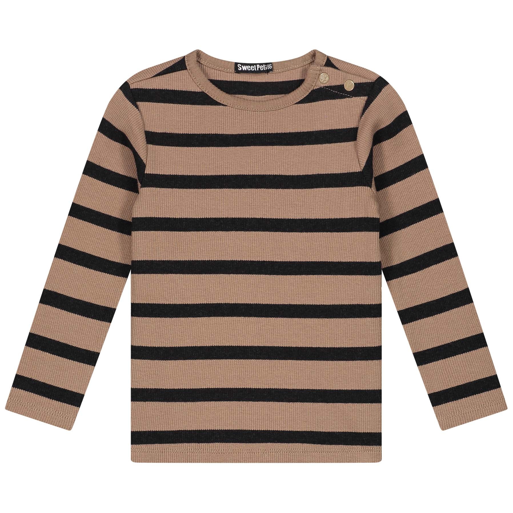 Sweet Petit baby shirt Sepp lange mouwen strepen taupe