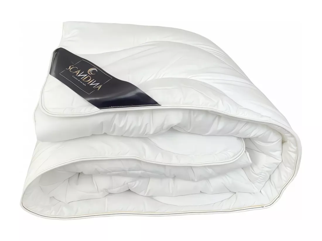 Couette blanche en coton 140X200 cm THERMOREGULANTE, par Scandina. Fabrication française.
