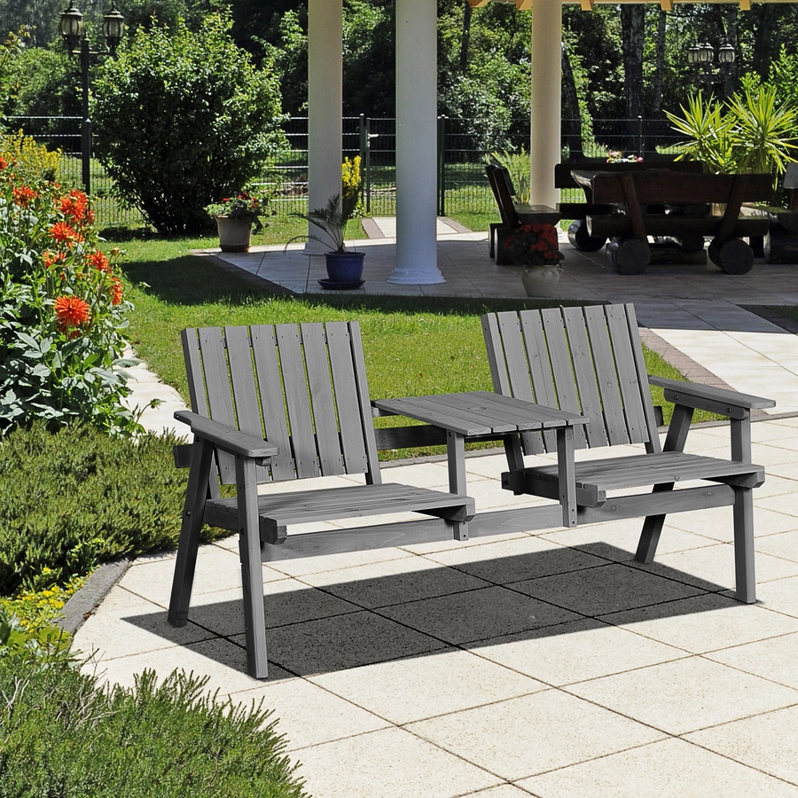 Outsunny Gartenbank mit Tisch grau