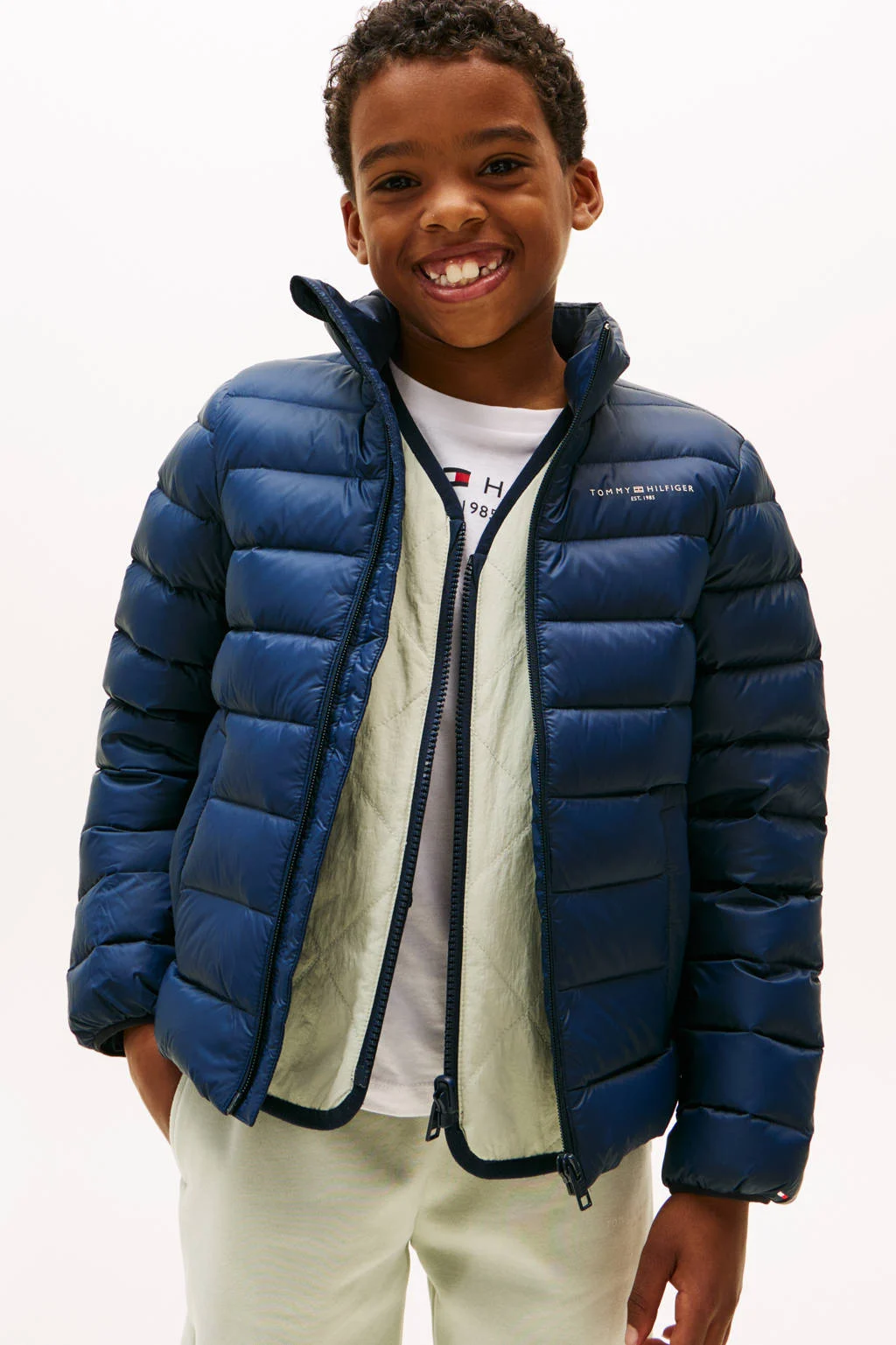 Tommy Hilfiger gewatteerde jas blauw