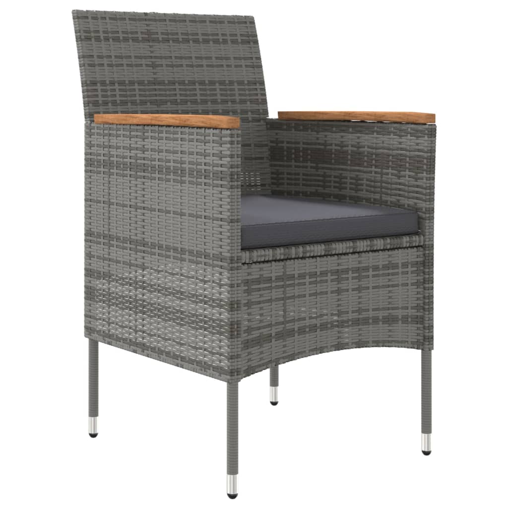 Mobilier de salle à manger de jardin coussins 7 pièces gris et noir