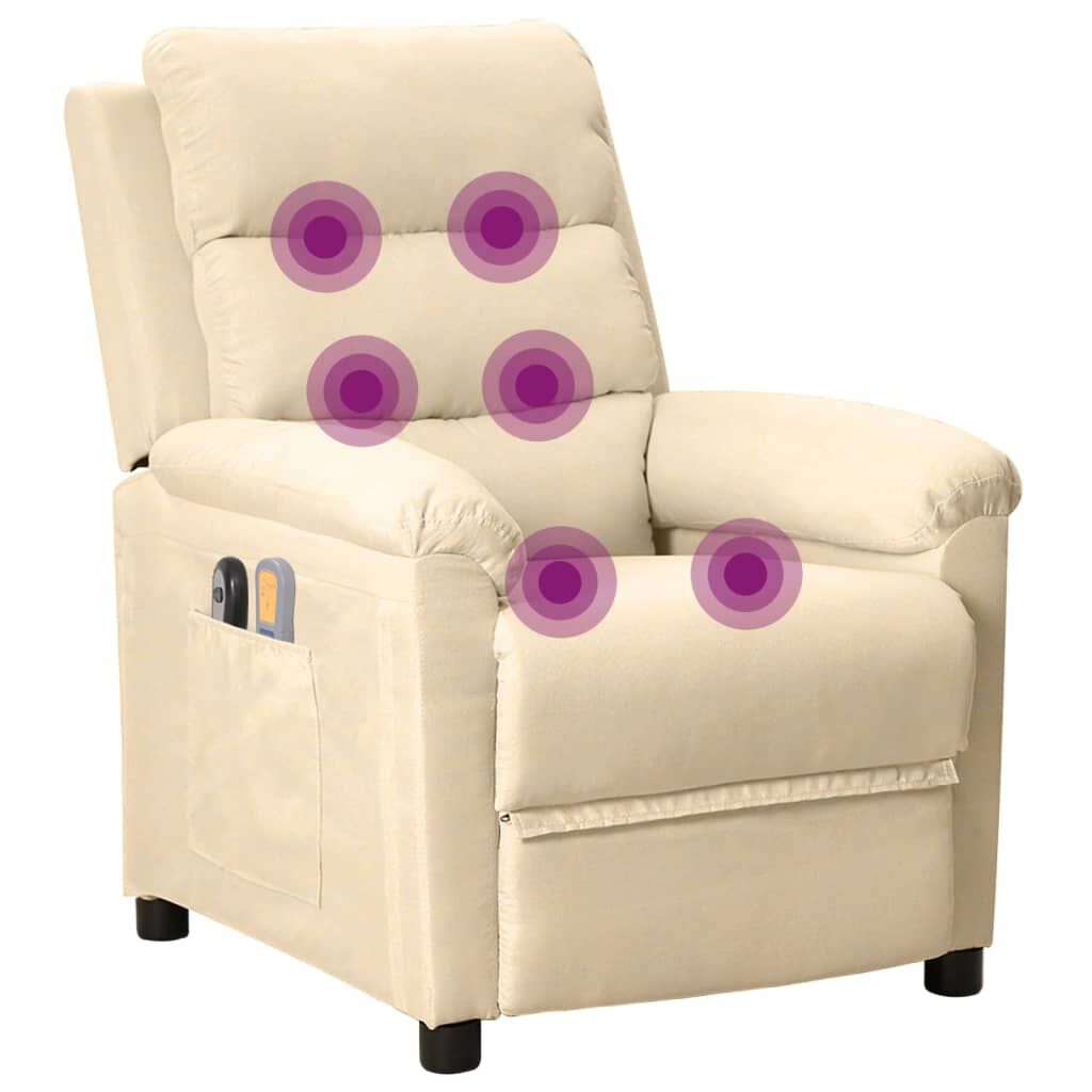 vidaXL Elektrische massagestoel, crème, stof