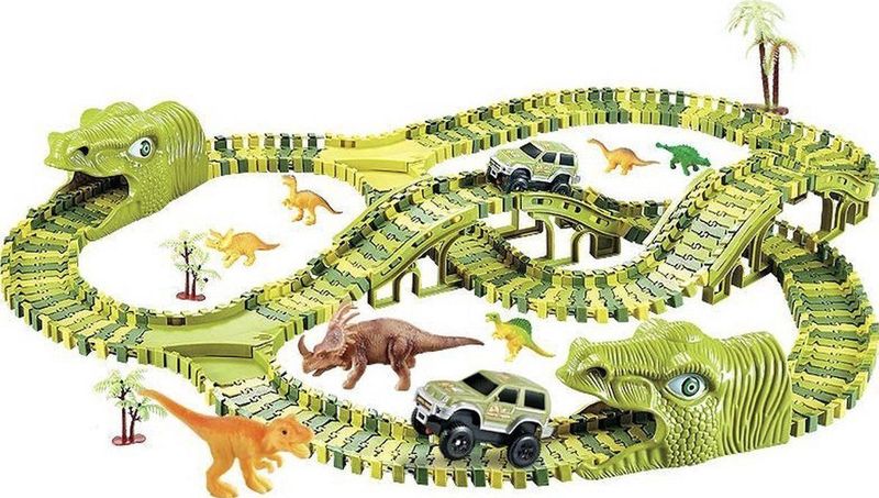 Nixnix - Dino Racebaan - XL - 320 delig - Dinosaurussen en Auto’s