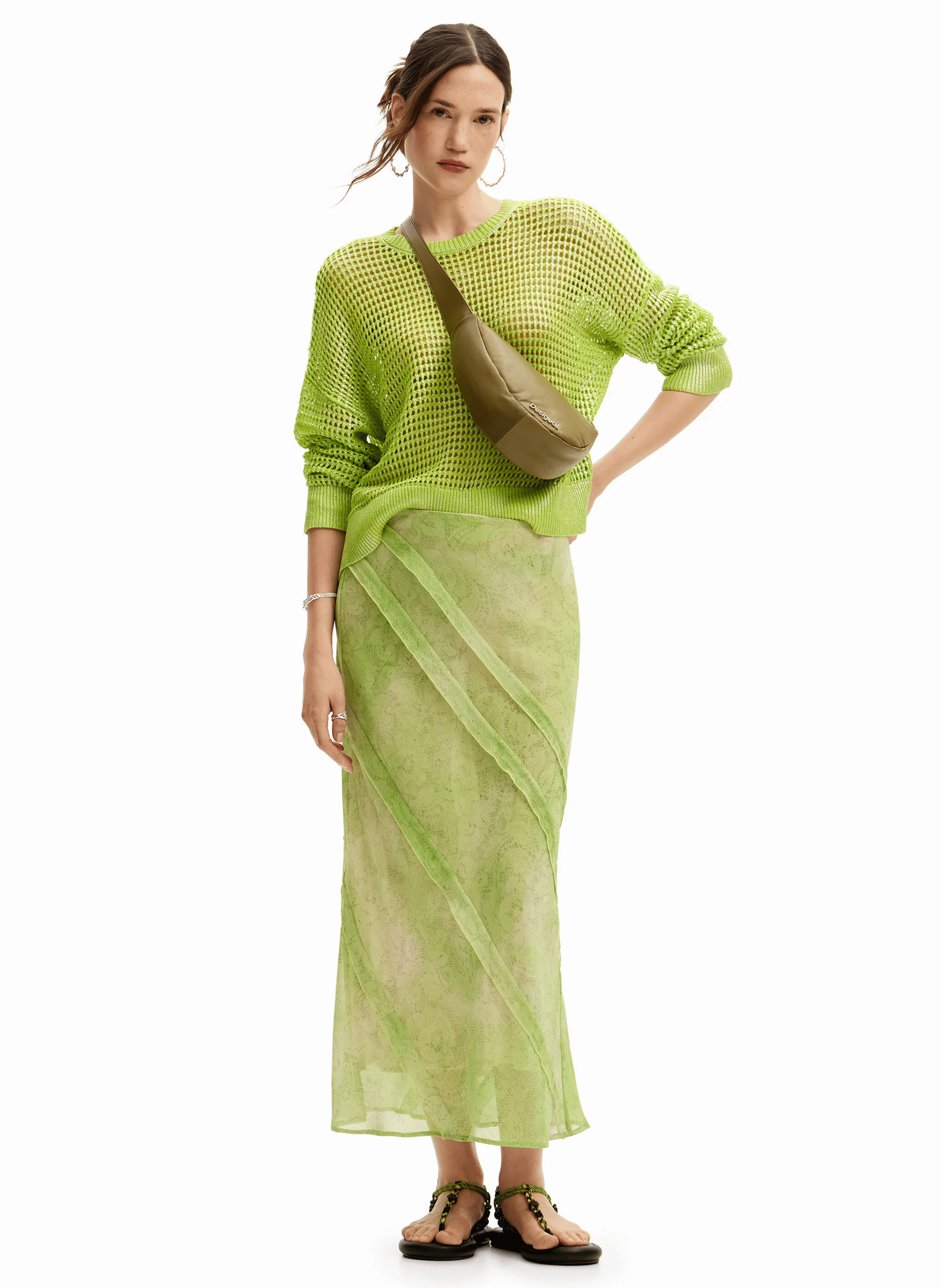 Pull droit en maille texturée | Vert