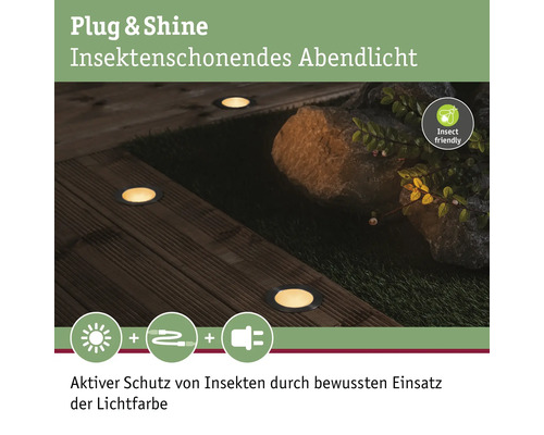 Paulmann Plug & Shine LED-vloerinbouwlamp, enkelvoudig, insectenvriendelijk, 2W, 90 lm, 2200 K, zilver, 230/24 V