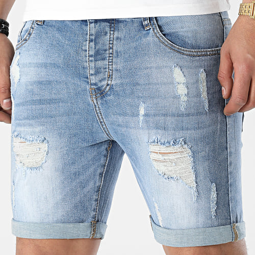 Short Jean Avec Dechirures 0018 Bleu Clair