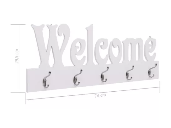 Porte-manteau mural WELCOME Blanc 74x29,5 cm