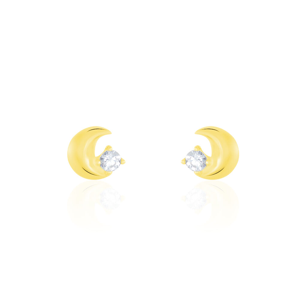 Boucles D'oreilles Puces Francoise-marie Lune Or Jaune Oxyde