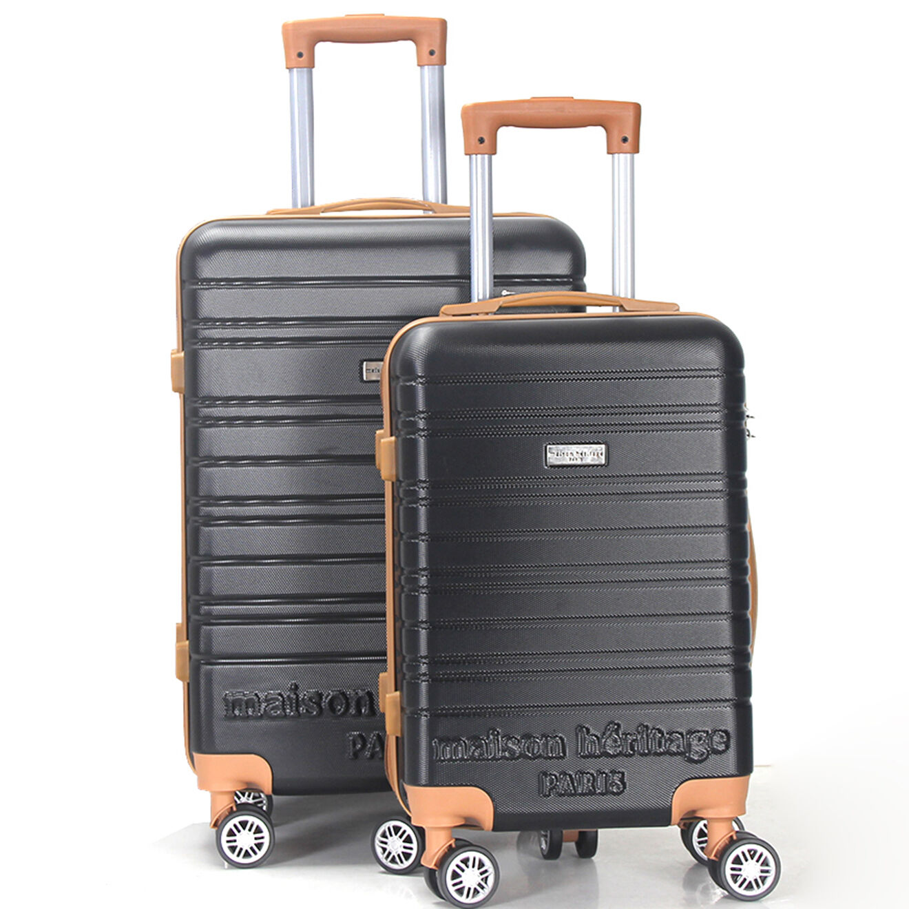 Maison Héritage 2 Valises 4 roues doubles Madeleine 50/60 cm noires