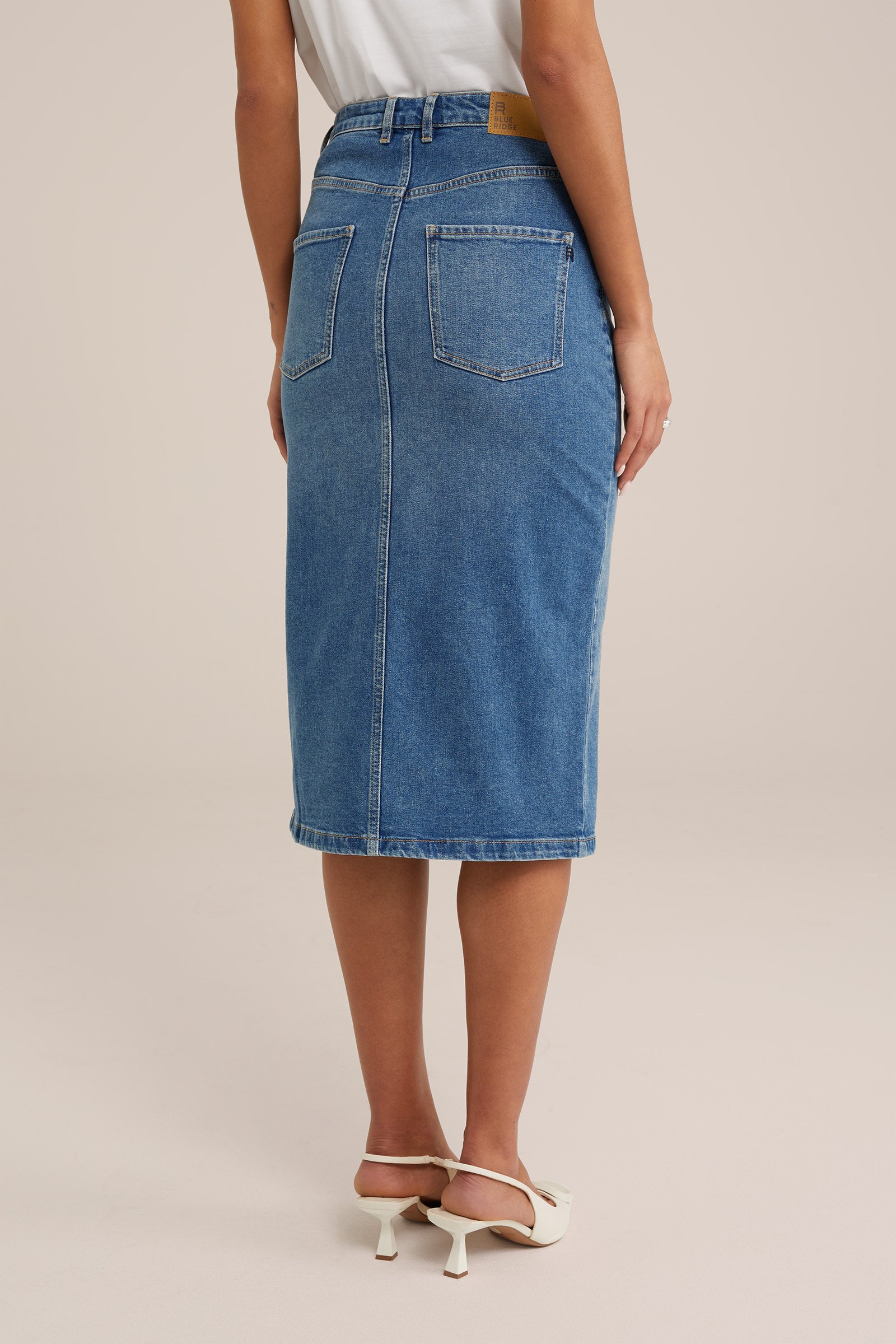 high rise denim rok Blue Ridge Blauw