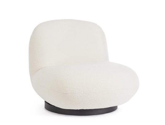 CONCEPT1 - Fauteuil tissu Margot blanc bouclé pivotant