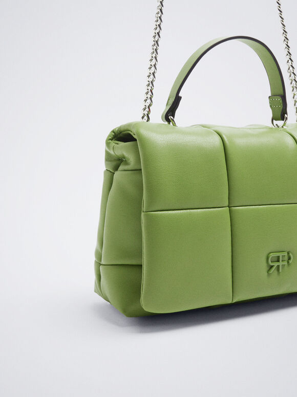 Bolsa de ombro acolchoada com corrente - Verde