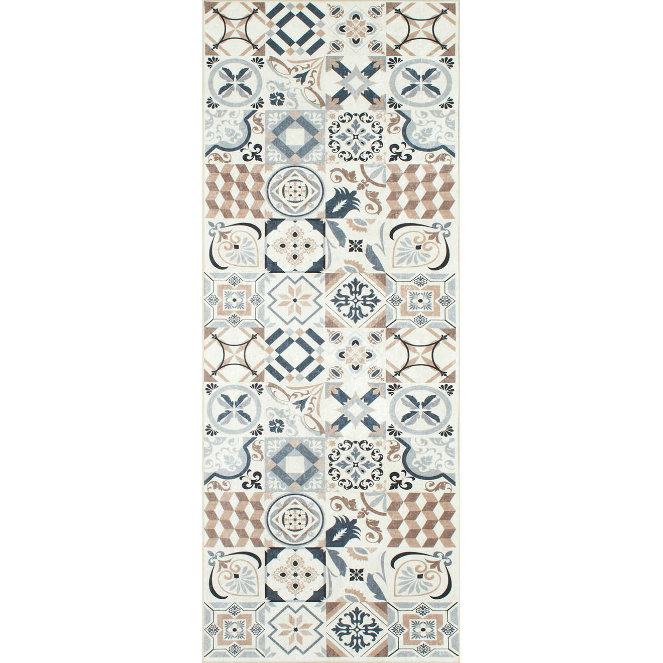 Nazar Rugs Tapis Azulejo 755 marron - 70x180 cm