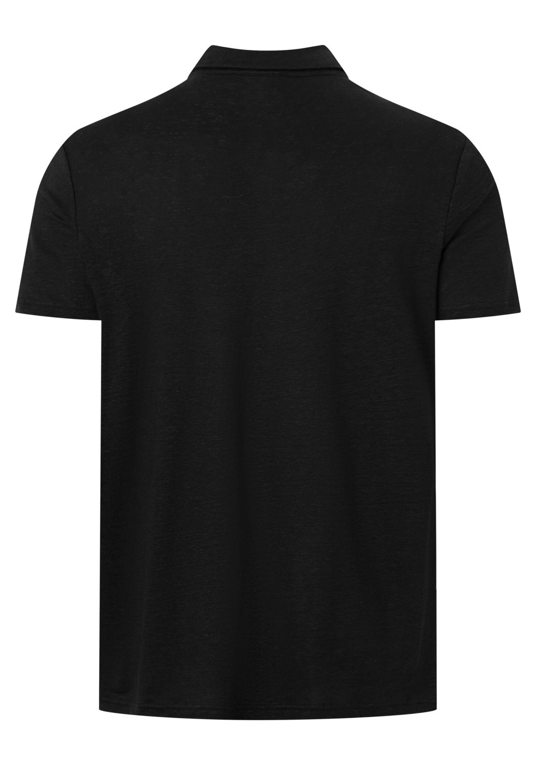 Knowledge Cotton Apparel Leinen Poloshirt Black Jet