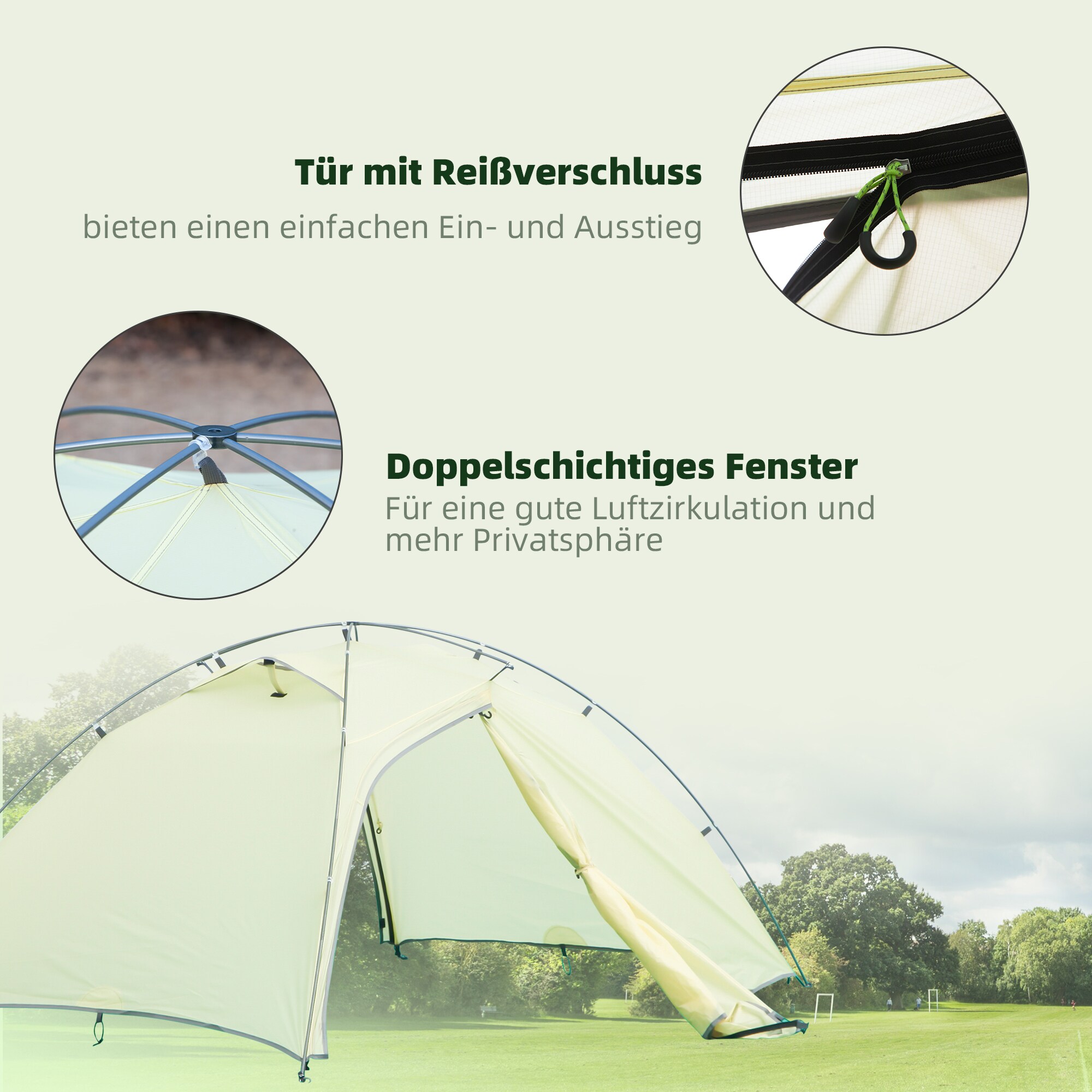 Outsunny Campingzelt mit Tragetasche weiß 230L x 140B x 110H cm