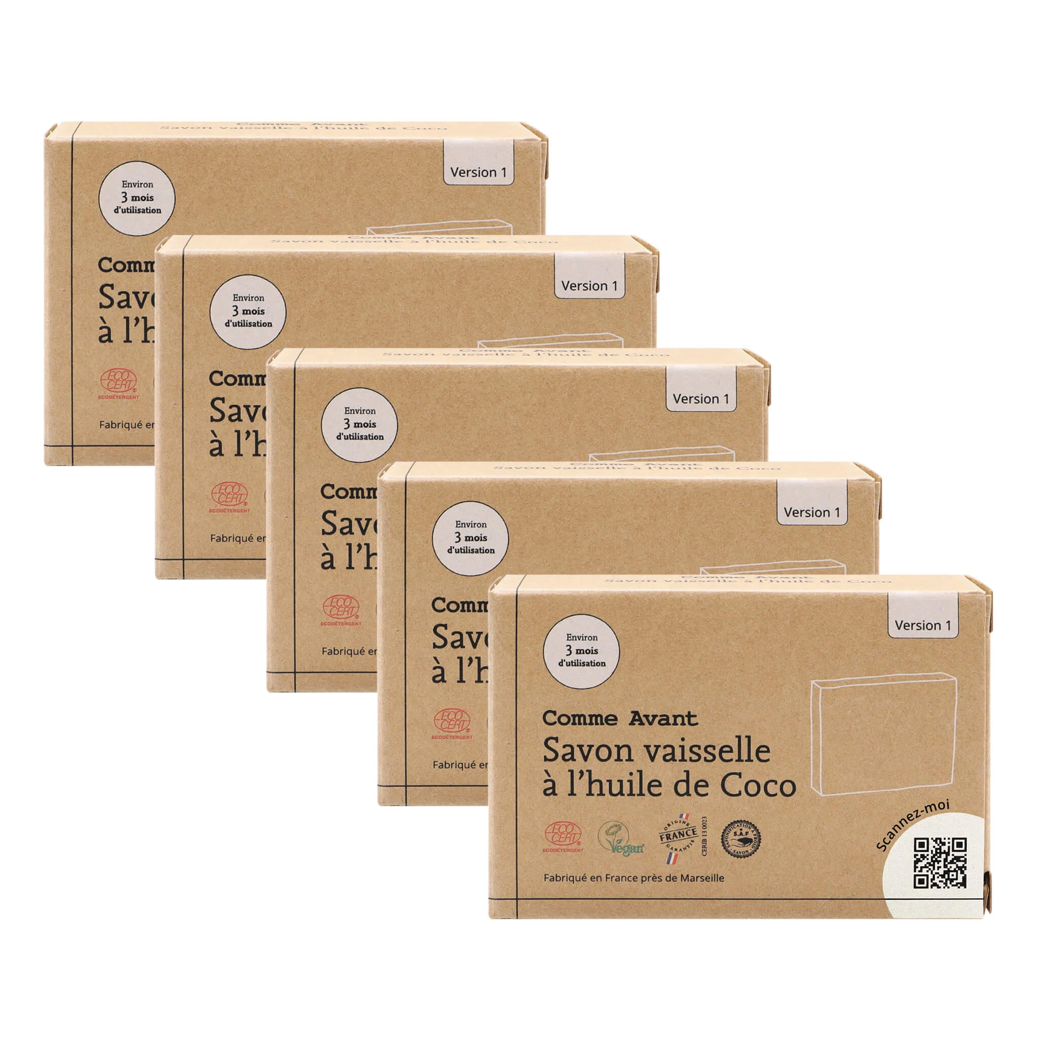 Savon vaisselle solide à l'huile de Coco - Version 1 - 1 savon - 150g / Brut sans parfum / Sans