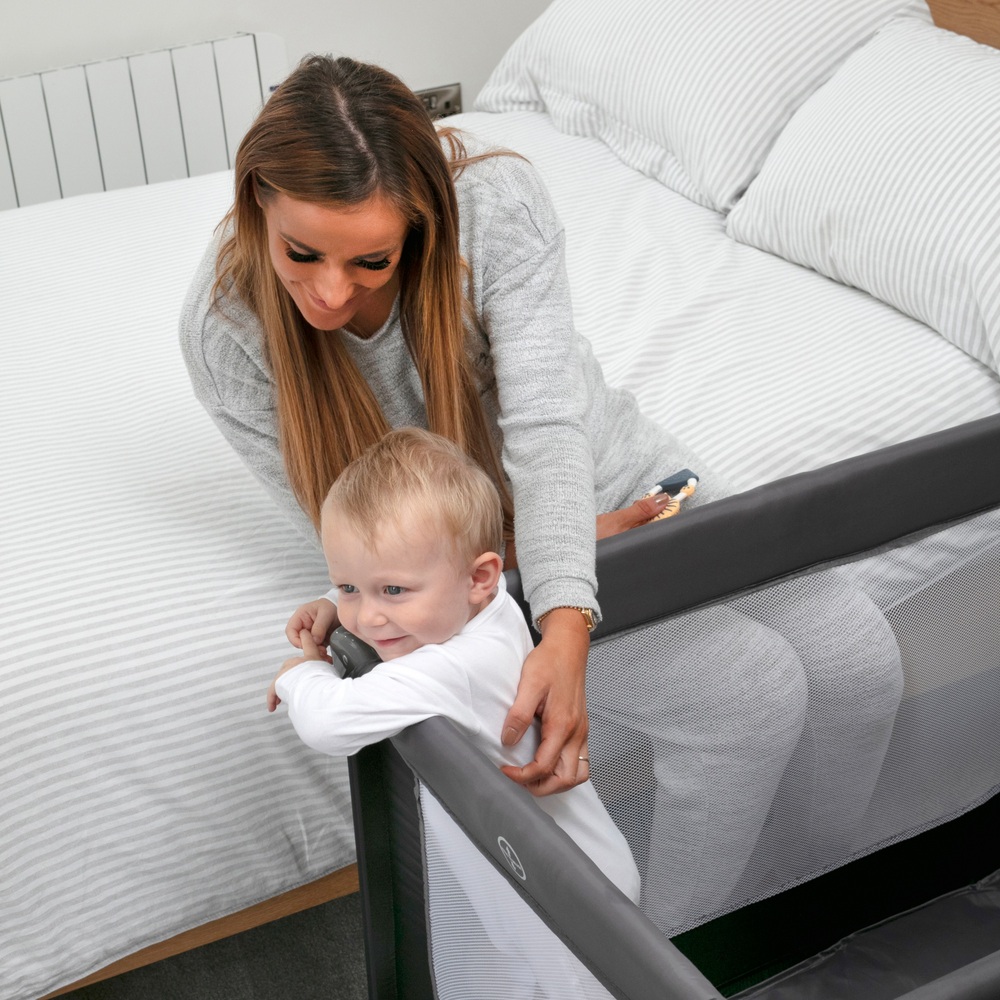 miniuno SnoozeLite Reisebett Dunkelgrau und Schwarz