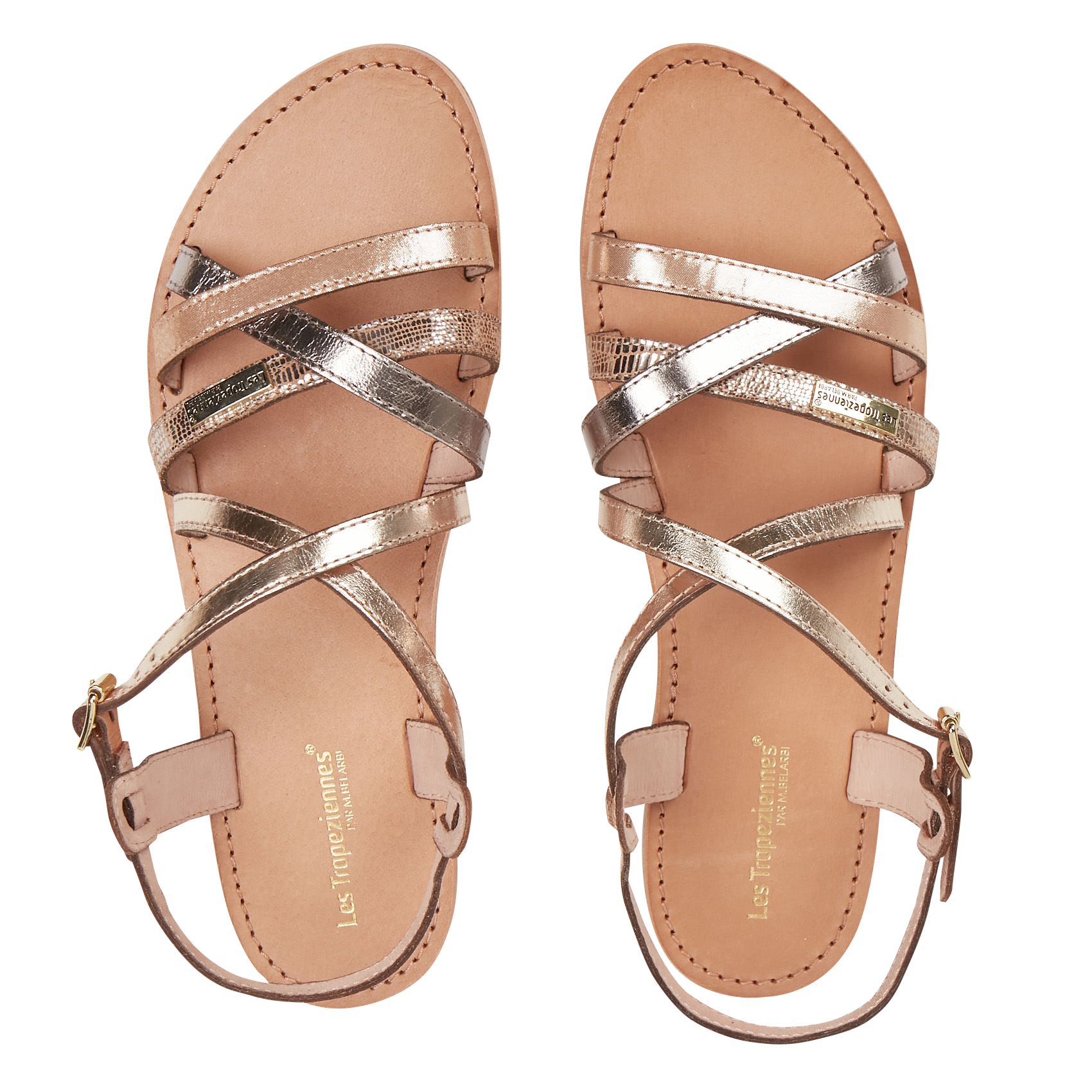 HAPAXGUM - Sandales plates en cuir de buffle| Doré
