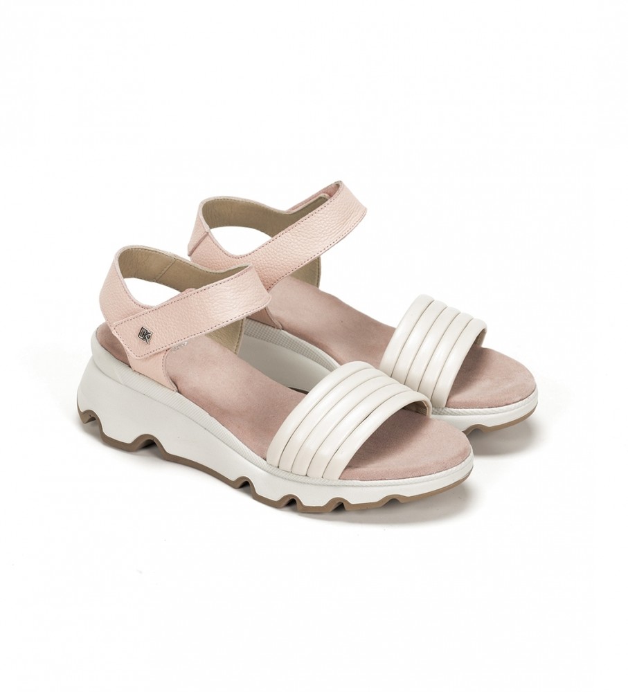 Sandálias Dorking Lais em couro nude - salto plataforma de 6 cm -