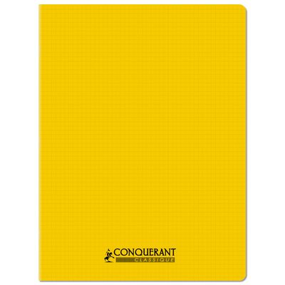 Conquérant Classique - Cahier polypro - 24 x 32 cm - 48 pages - petits carreaux (5x5 mm) - jaune