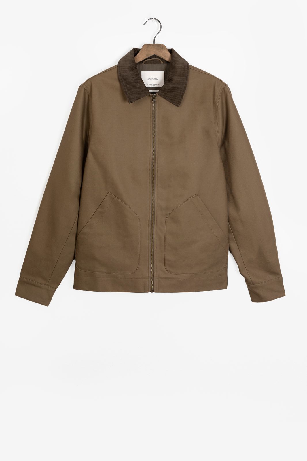 Beige jas met rib kraag