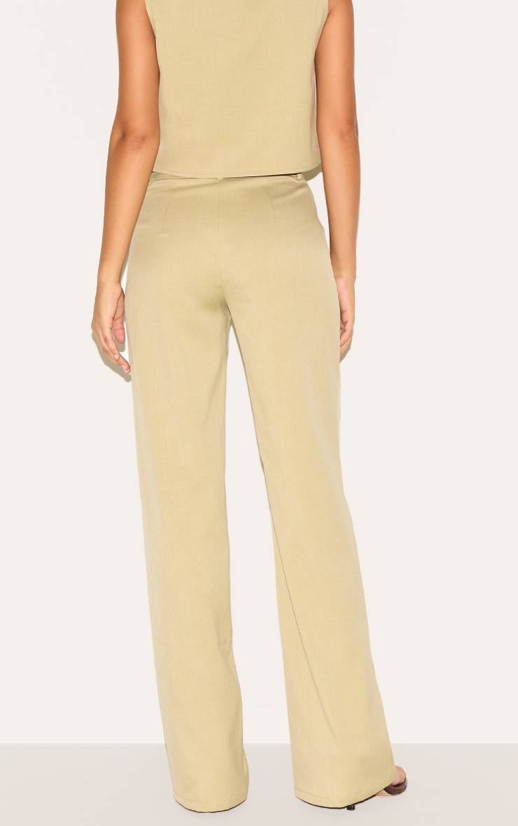Gris Argile Pantalon Droit Taille Mi-haute Coupe Ajustée Tall