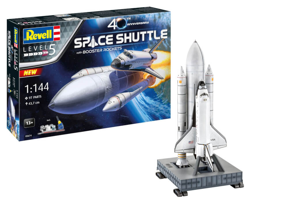 Geschenkset Space Shuttle& Booster Rockets, 40th. , Revell Modellbausatz mit Basiszubehör