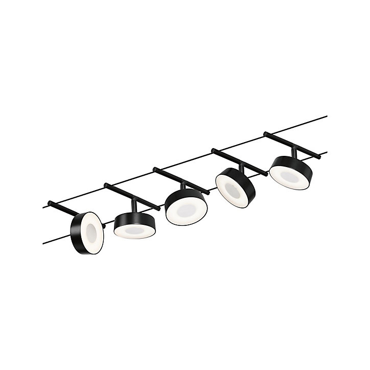 Kit cable Set Circle 5 spots 400lm 5W 60VA 5m blanc chaud Paulmann noir mat
