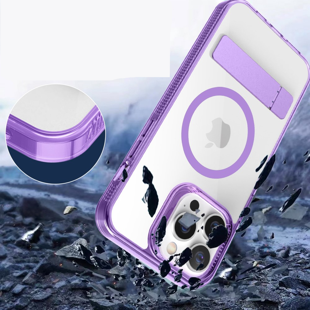 iPhone 15 Pro Max MagSafe Hybrid Hülle mit TPU Bumper   Kickstand - Transparent