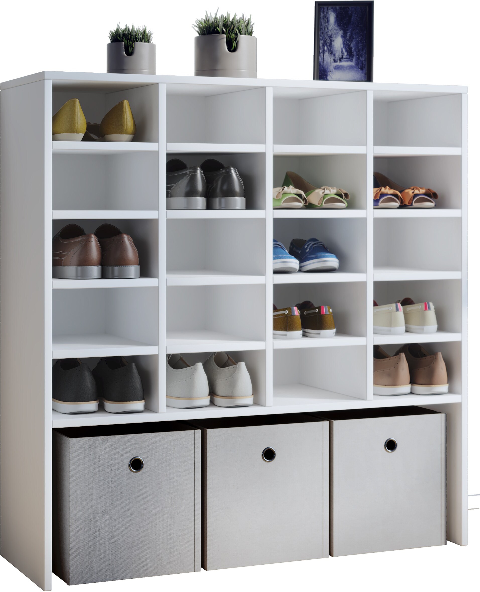 VCM Holz Regal Schuhschrank Schuhregal Schuhkommode Stiefel 20 Fächer Hinsol XL