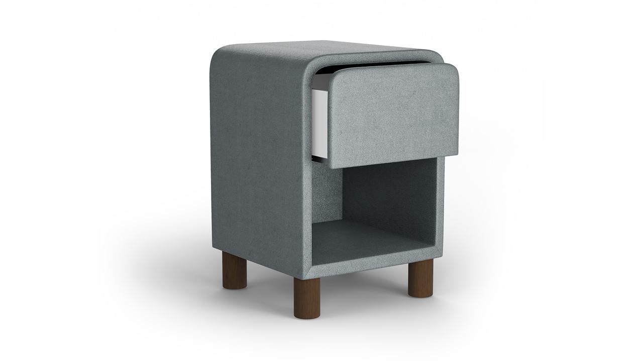Nachtkast rond B Bright met 1 lade en poten grey blue