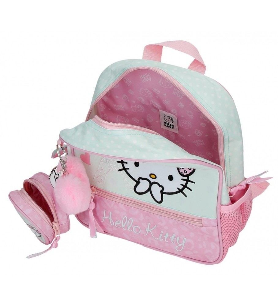 Mochila Joumma Bags Hello Kitty Paris com Rodinhas Turquesa - 23x25x10cm -
