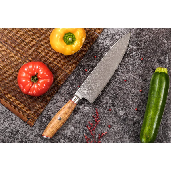 Couteau modèle chef Wusaki Fujiko 20cm manche en olivier Wusaki