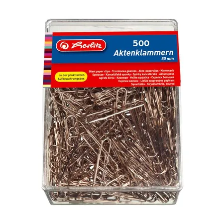 Herlitz Aktenklammern verkupfert, 50 mm, 500 Stück