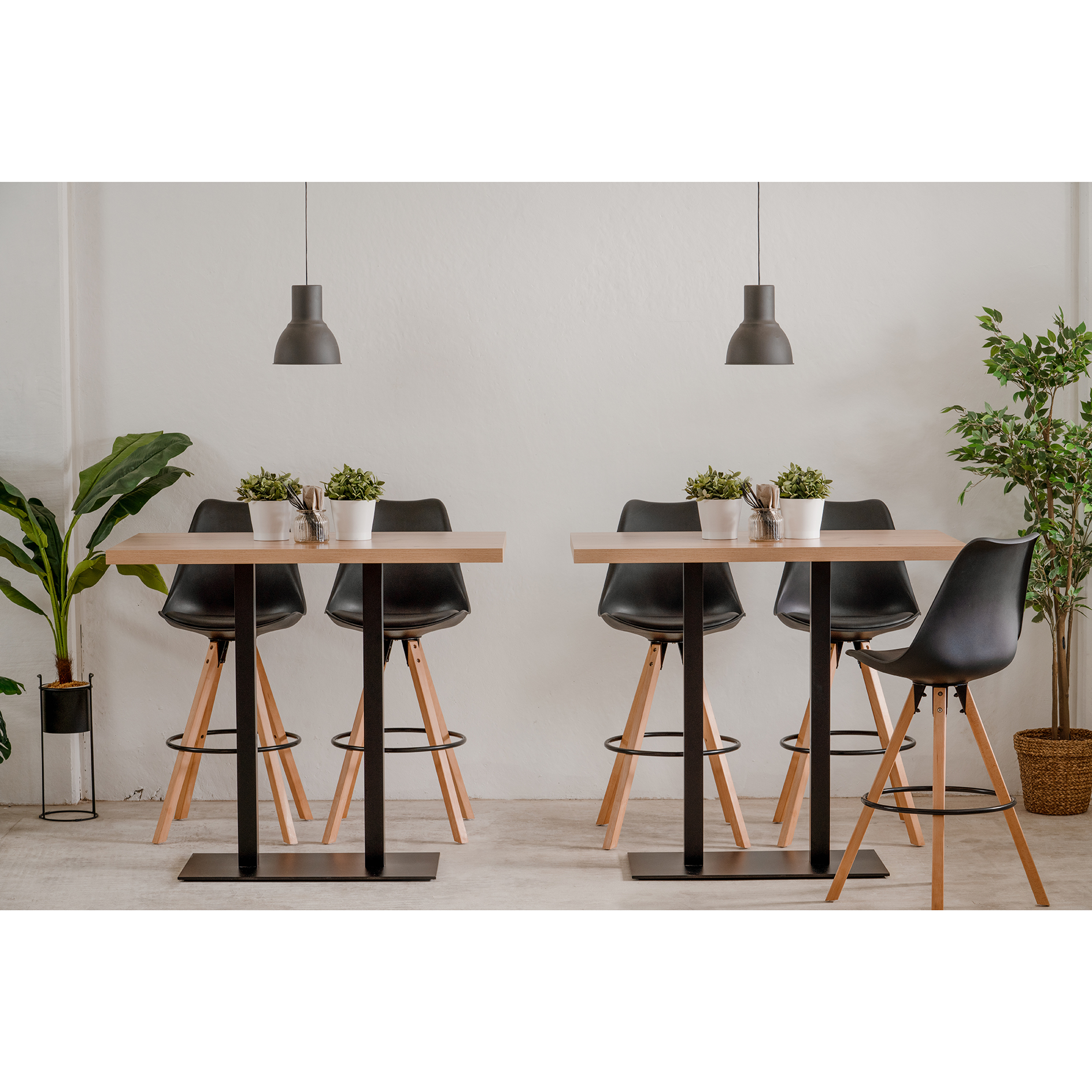 Bartisch QUADRATO - Artisan Eiche - schwarz - Doppelsäule