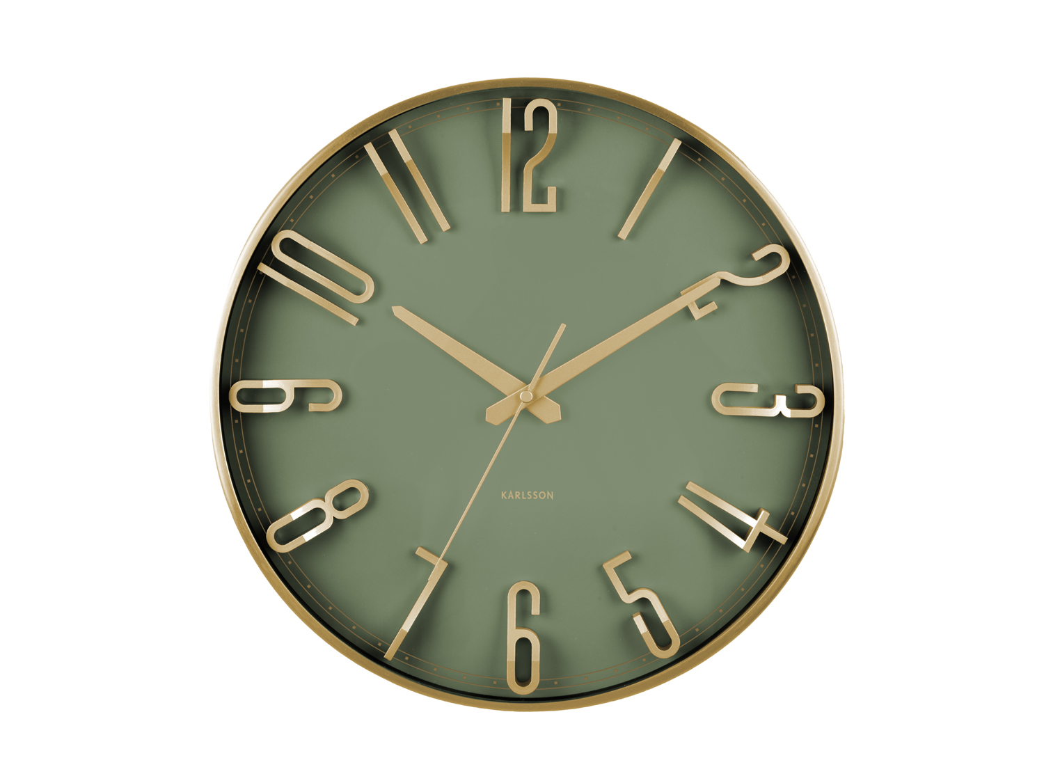 Wall clock Elevated Glam metallic jungle green