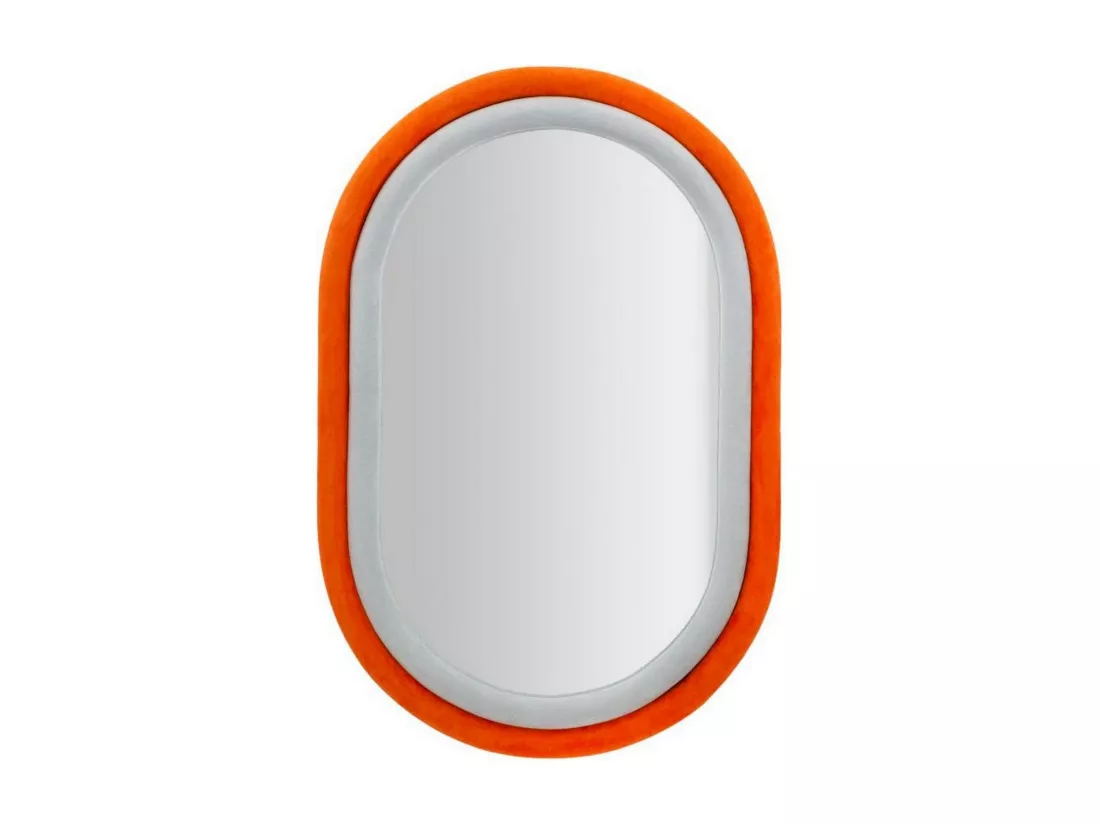 Miroir Marinetti, Verre miroité, Objet d'ameublement mural, Décoration avec miroir, 60x4 h90 cm, Orange et Gris