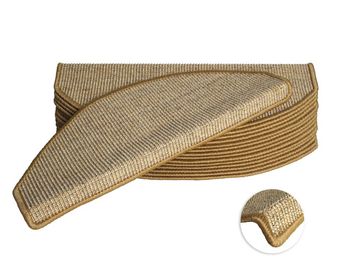 Traptredeset, natuurlijk licht sisal, halfrond, 28x65 cm, 15-delig