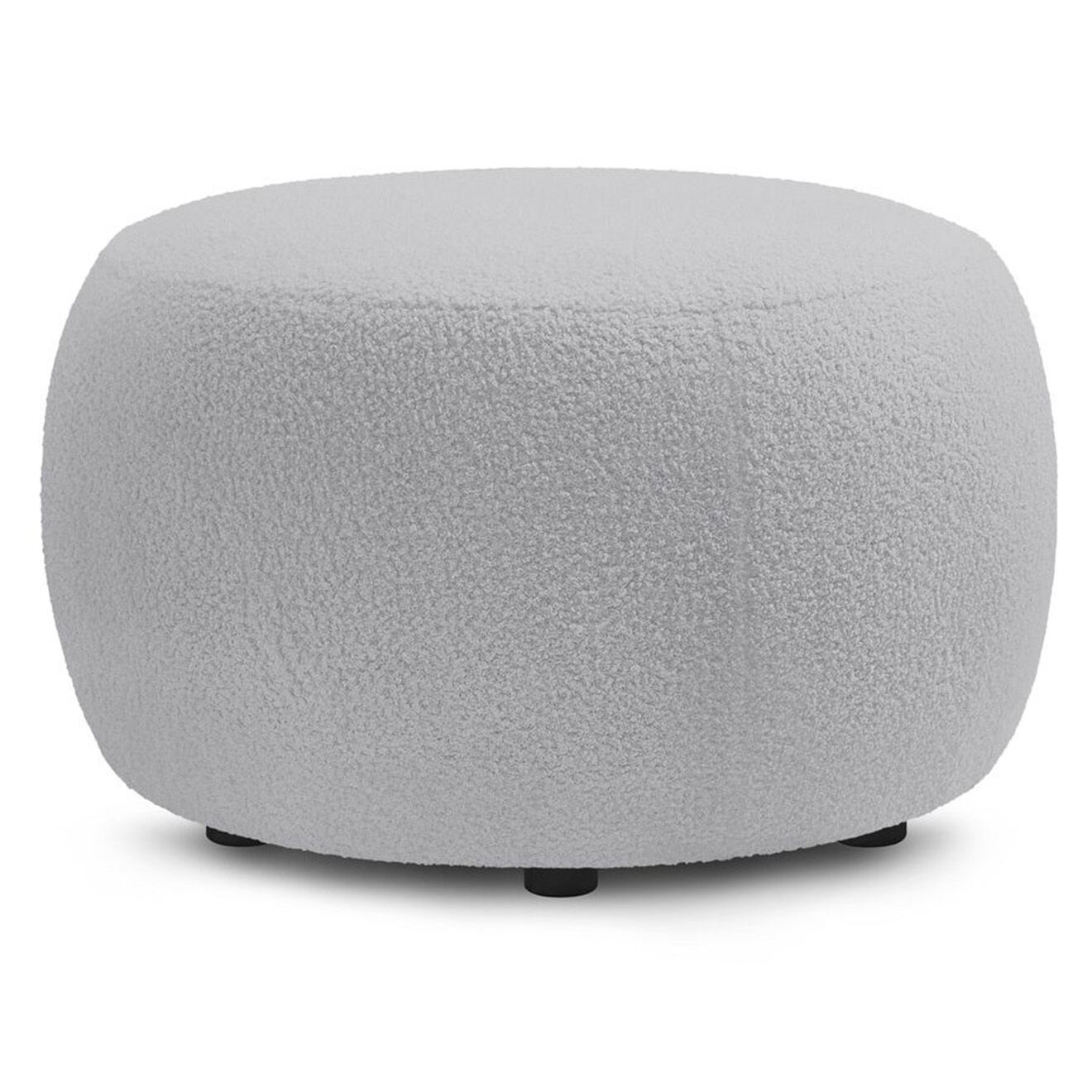 Bobochic Pouf velours bouclette rond Envy gris clair - D.69x44 cm