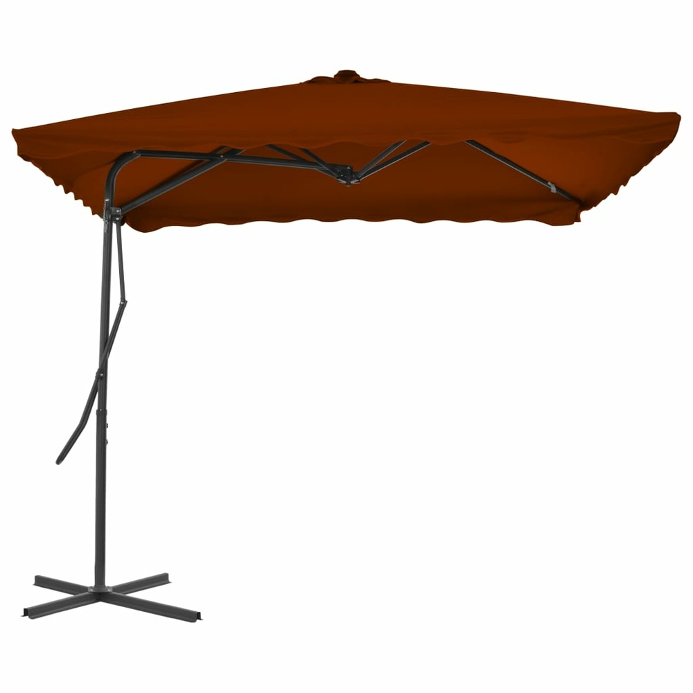 Parasol d'extérieur avec mât en acier 250 x 250 x 230 cm orange foncé