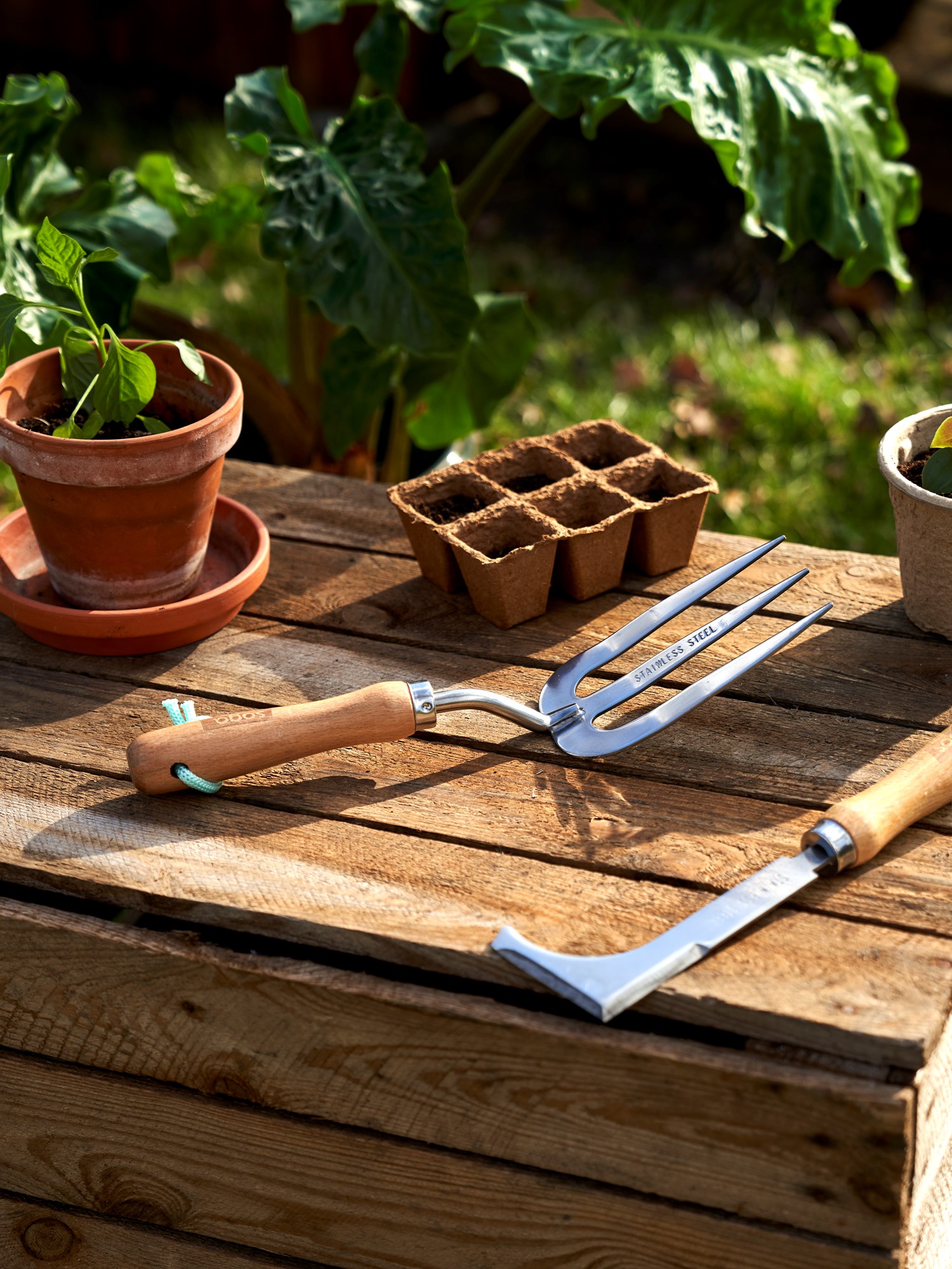 SOGO plantegaffel | Træ/rustfrit stål. 32 cm. | Nature | Tuinplus