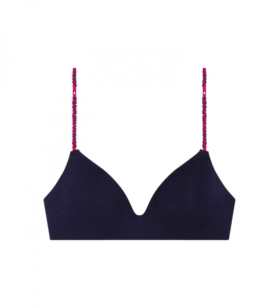 Sutiã triangular Tommy Hilfiger com inscrição azul marinho