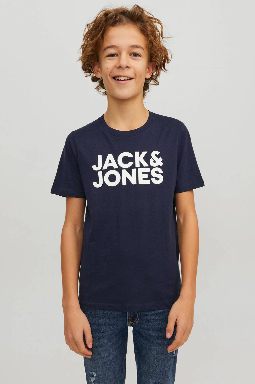 JACK & JONES t-shirt - set van 2 donkerblauw/wit