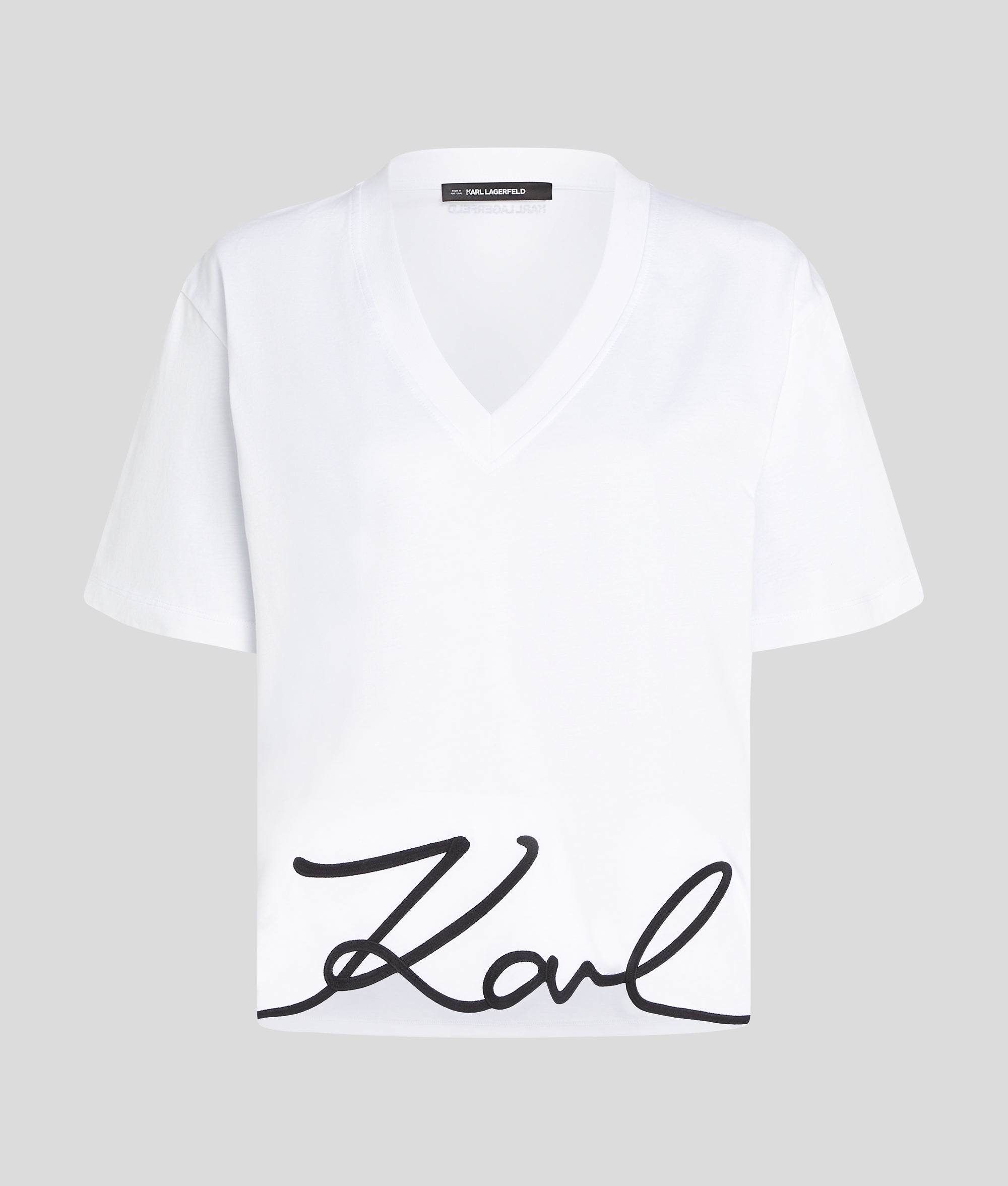 Signature T-shirt met V-hals