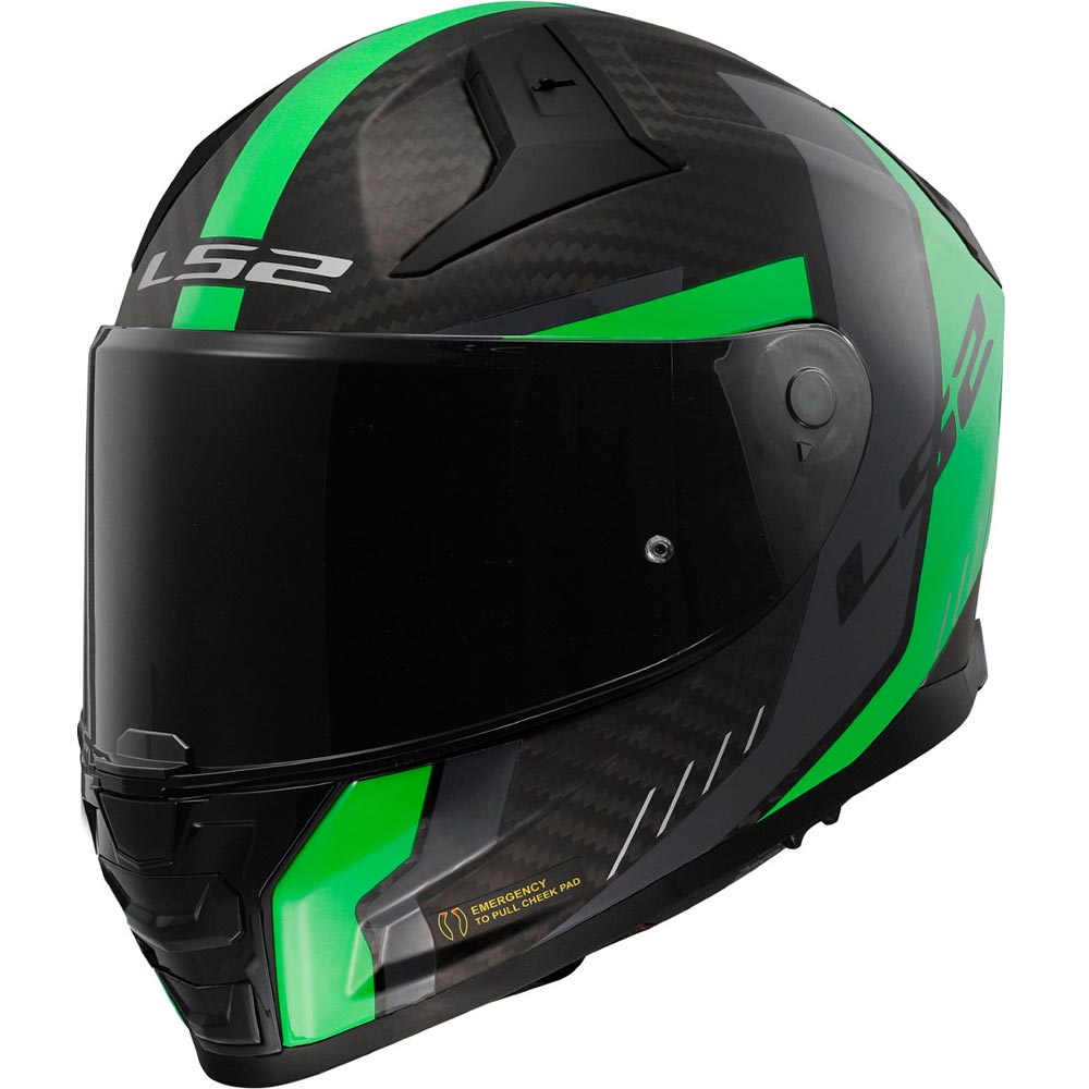 LS2 - Casque FF811 Vector II Carbon Grid Noir / Vert fluo / Mat
