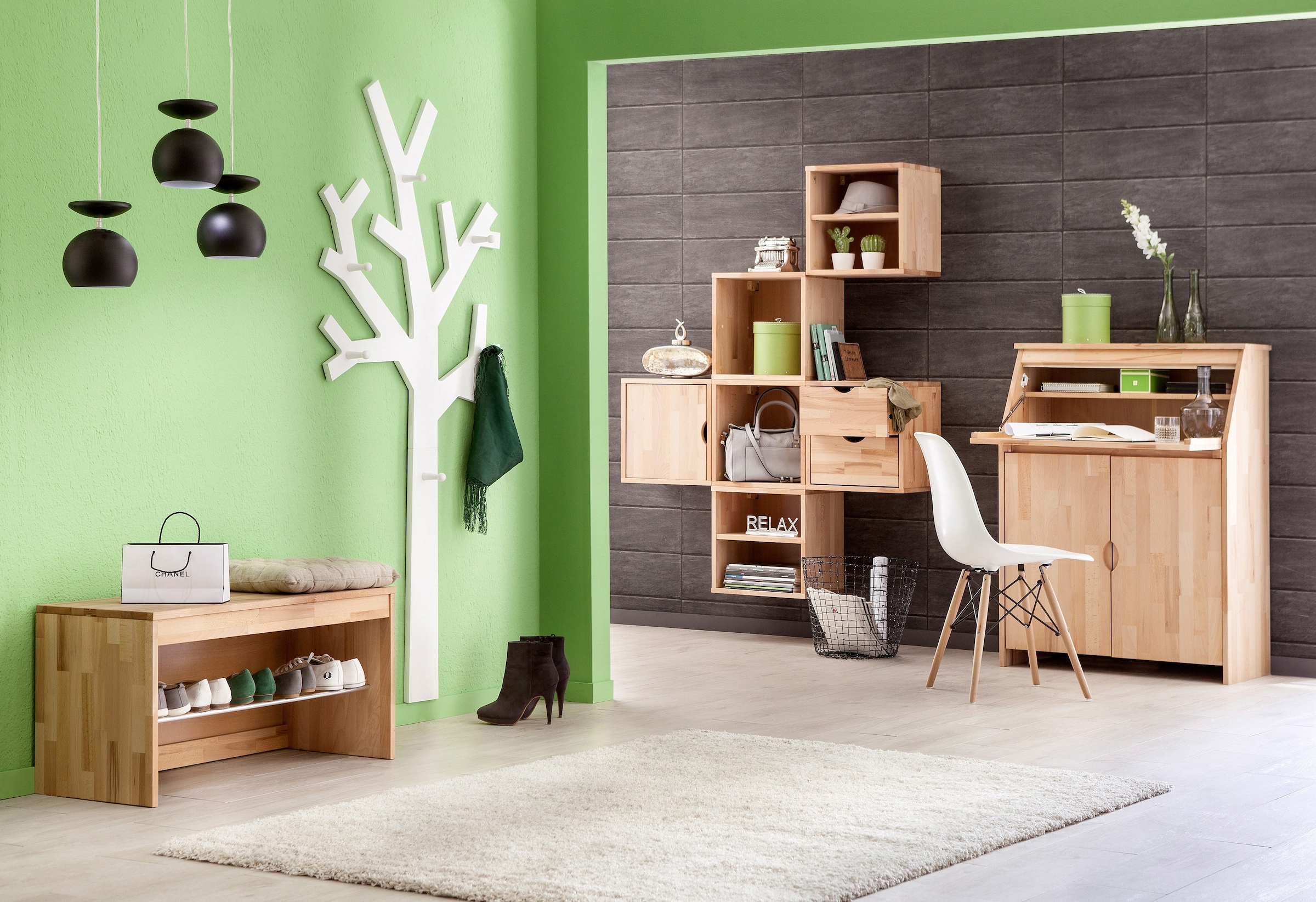Home affaire Sekretär »Luzern, Schreibtisch,« kompakter Home-Office-Tisch, Massivholz, Breite 83 cm