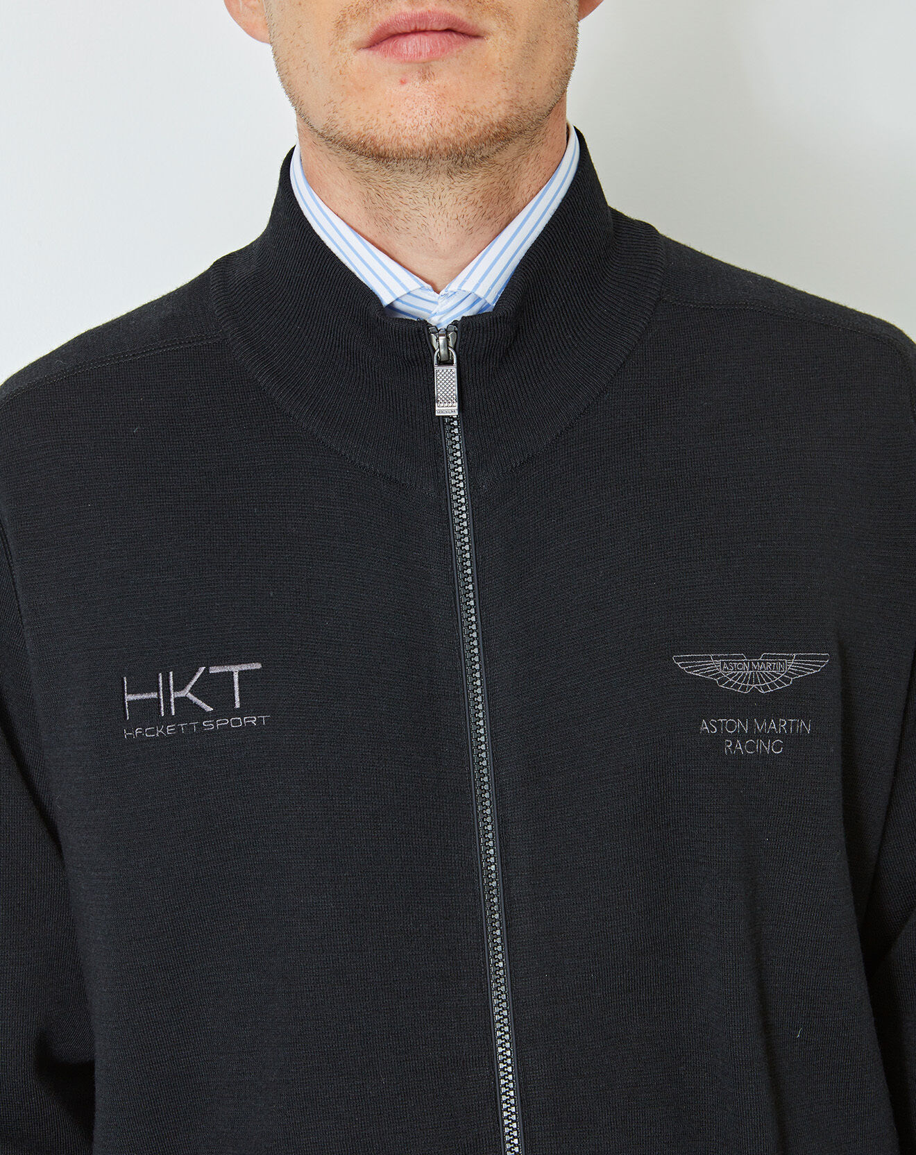 Hackett London Gilet zippé 100% Laine Aston Martin Racing noir